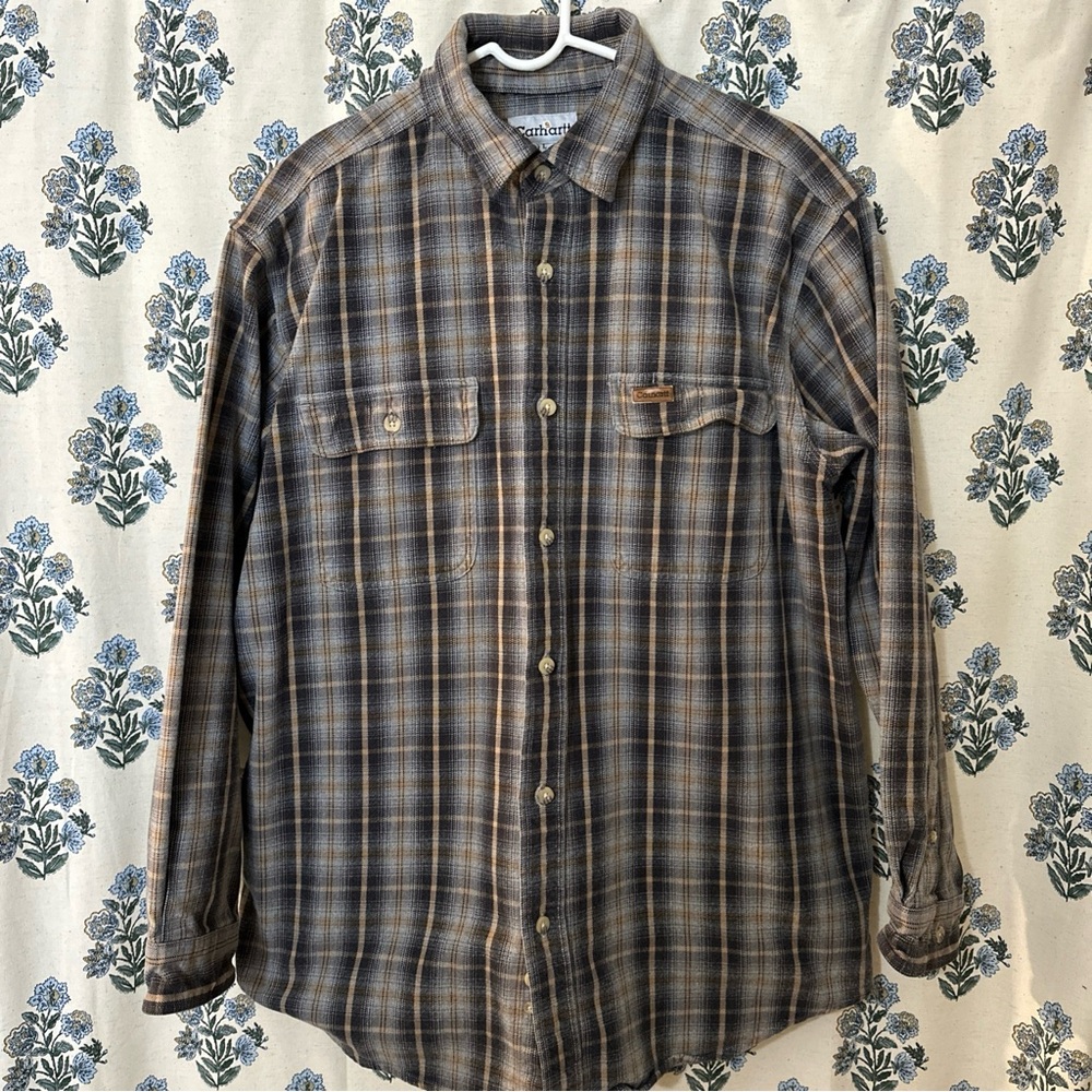 Carhartt Men's Casual Plaid Shirt - Blue and Brown